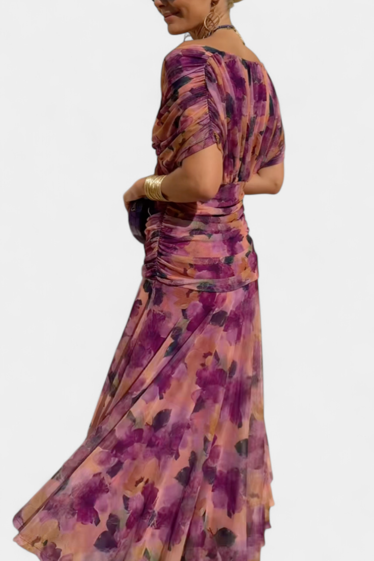 Alondra | Vestido largo con estampado floral y escote en V