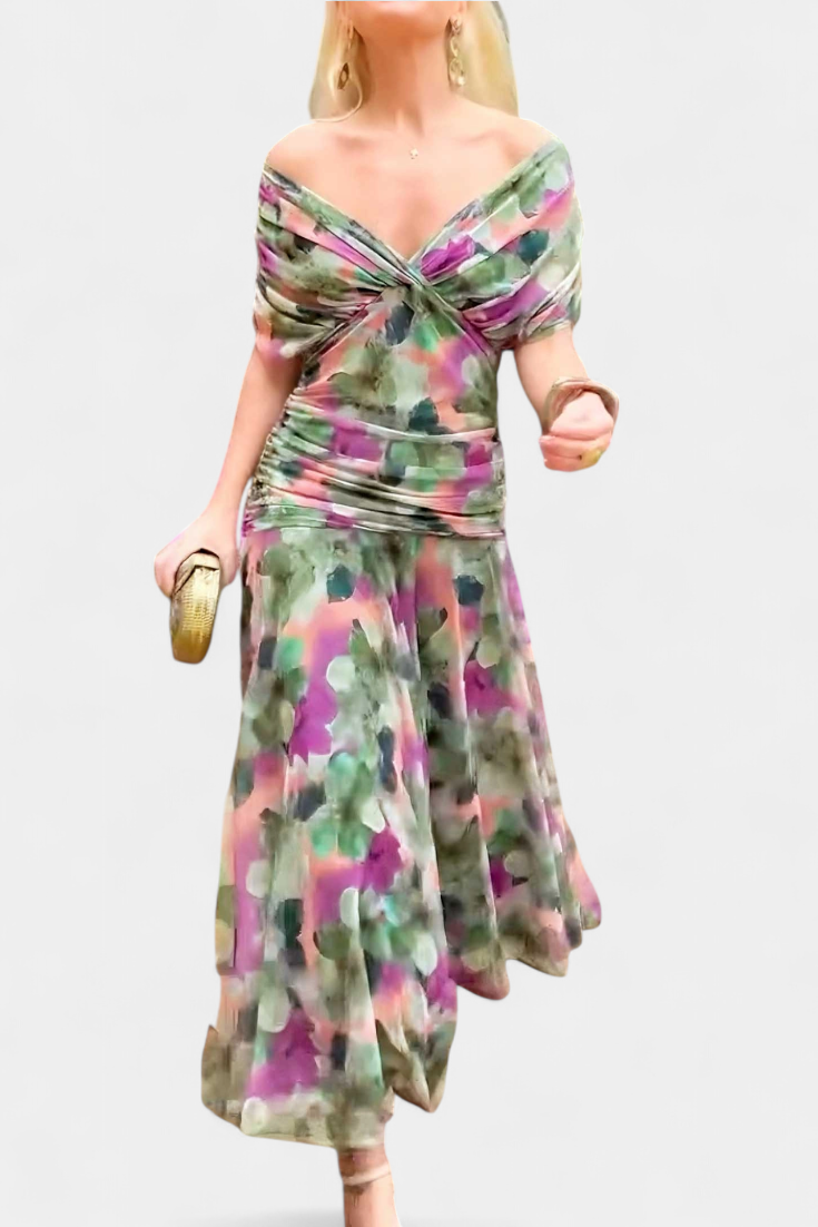 Alondra | Vestido largo con estampado floral y escote en V