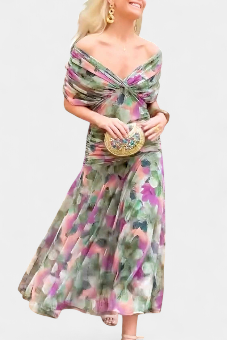 Alondra | Vestido largo con estampado floral y escote en V