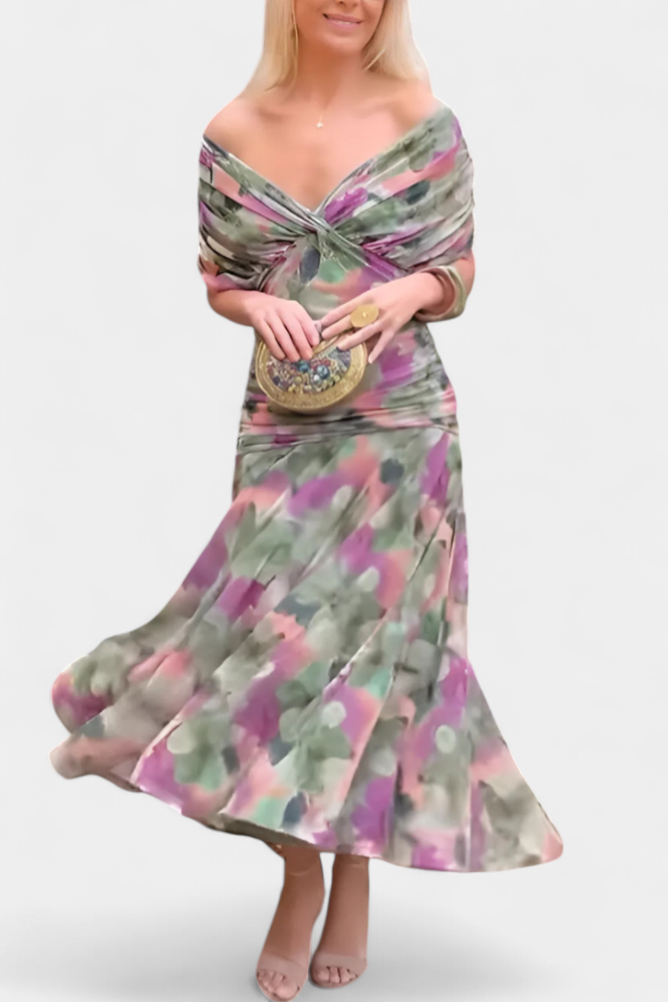 Alondra | Vestido largo con estampado floral y escote en V