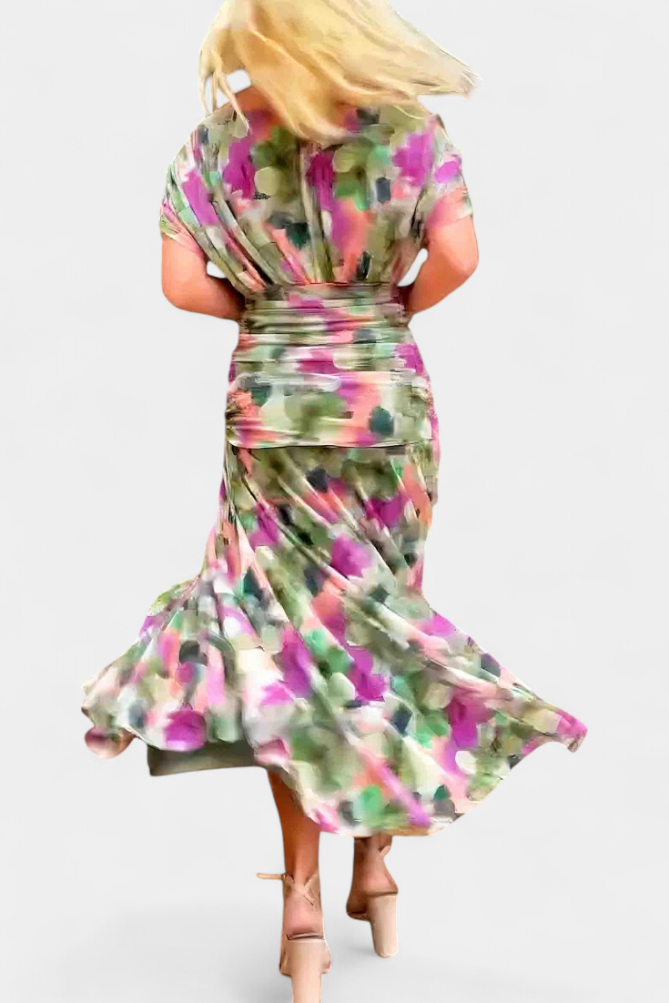 Alondra | Vestido largo con estampado floral y escote en V