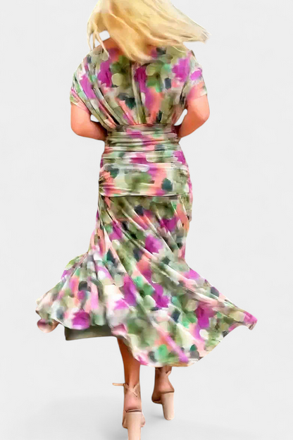 Alondra | Vestido largo con estampado floral y escote en V