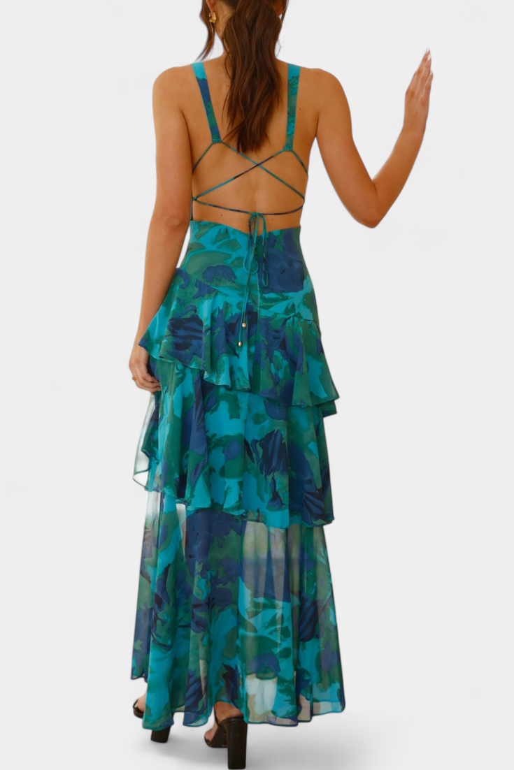 Domenica | Vestido de gasa con escote en V y capas fluidas