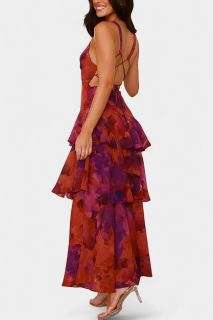 Domenica | Vestido de gasa con escote en V y capas fluidas