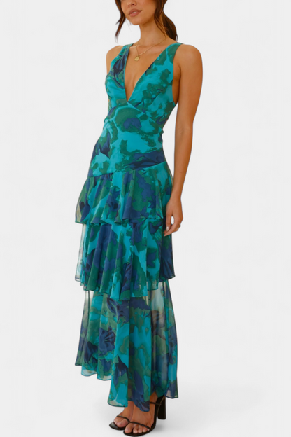 Domenica | Vestido de gasa con escote en V y capas fluidas
